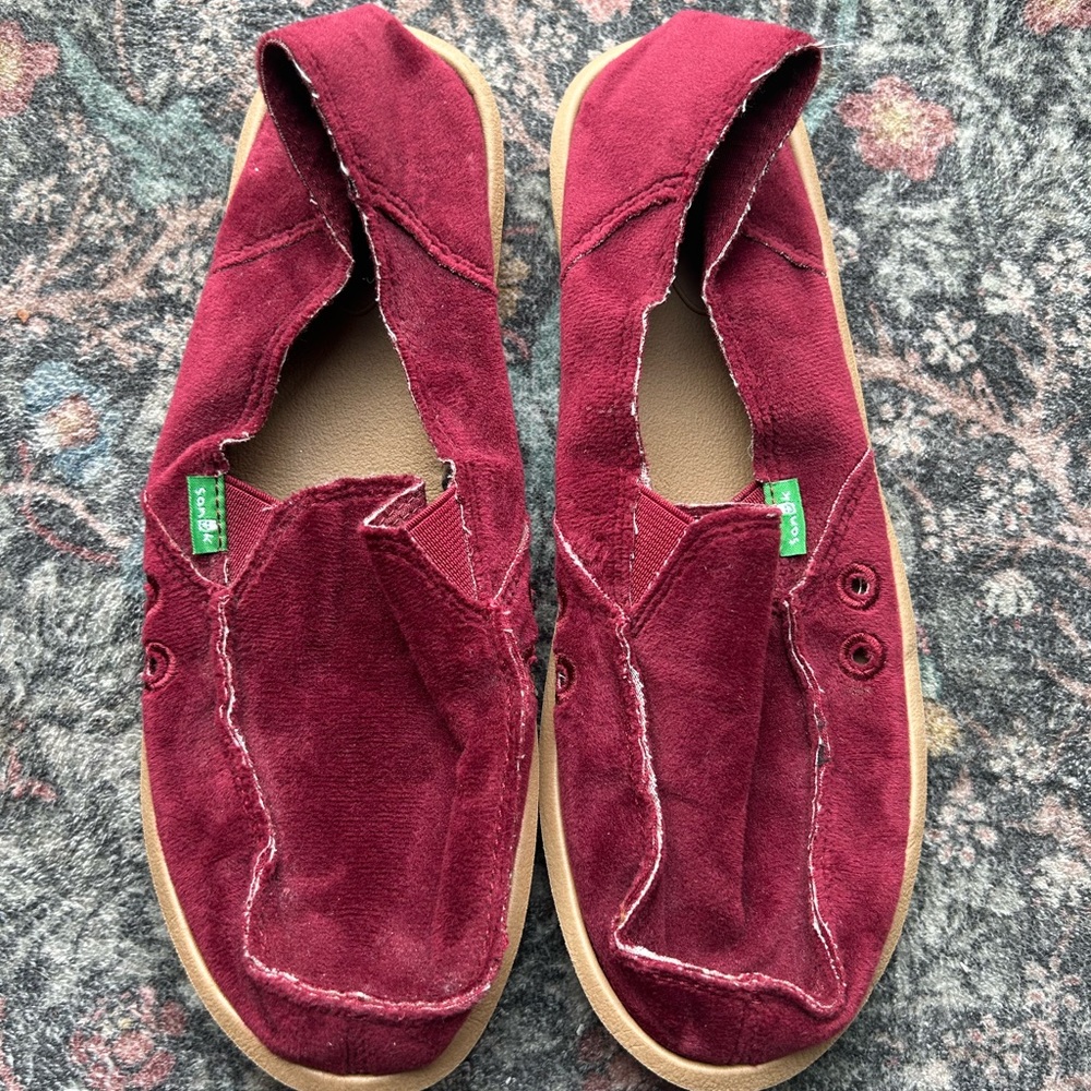 Burgundy Suede Slip-On Sanuks